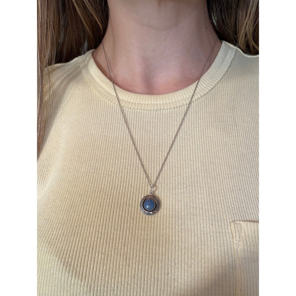 Vintage Native Style Sterling Silver 925 Blue Denim Lapis Sodalite Necklace